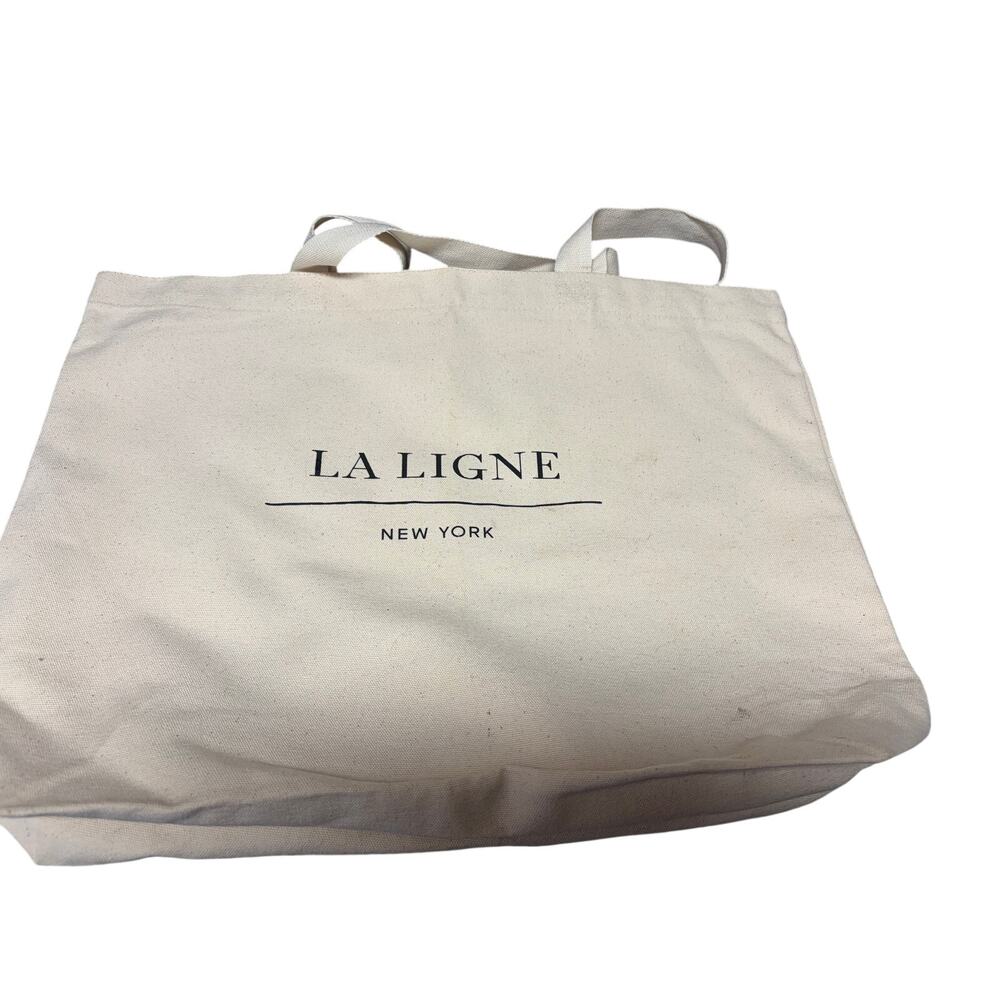 La Ligne New York with La Bande Canvas Tote Bag logo Shopper Cream 17x19